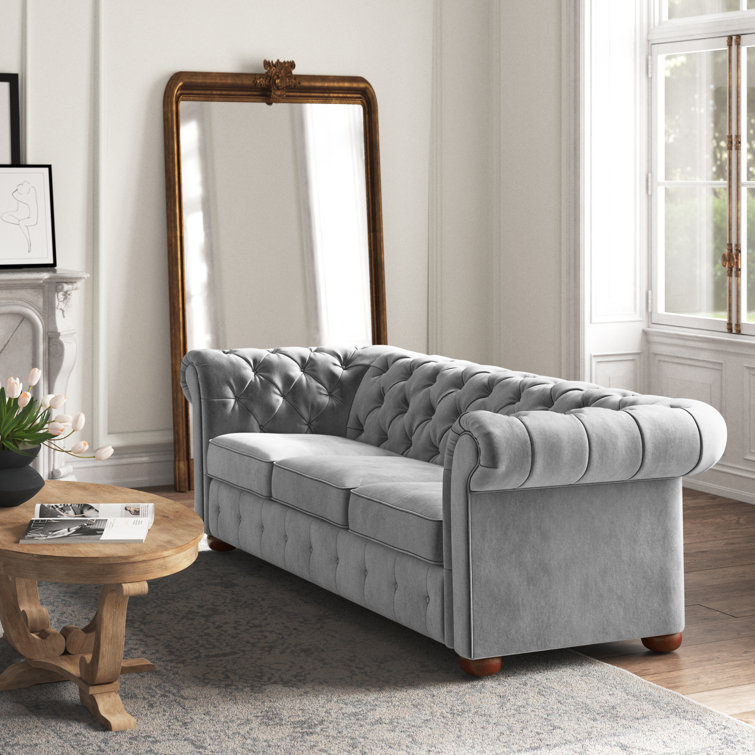 Kelly Clarkson Home Alena 91.25'' Velvet Rolled Arm Chesterfield Sofa